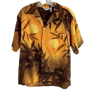 Vintage Tropicana Hawaii Yellow & Brown Button Up Collared Shirt